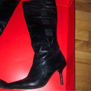 Valentino Garavani Black Leather Knee High Boots